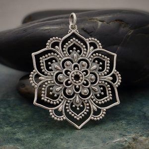 Openwork Lotus Mandala Pendant - 37mm, S7044