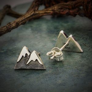Sterling Silver Snow Cap Mountain Post Earrings - T6185