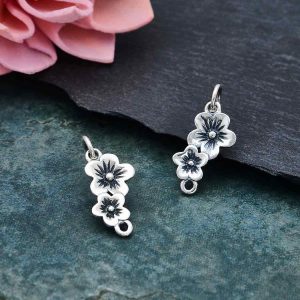 Sterling Silver Double Cherry Blossom Link - A6411