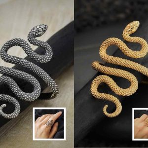 Sterling Silver & Natural Bronze Textured Adjustable Snake Ring