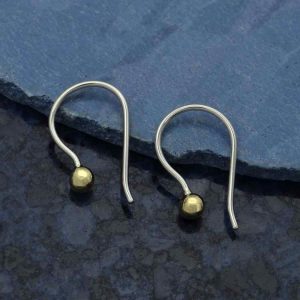 Sterling Silver Huggie Ear Wire with Bronze Ball 17x10mm, T3538