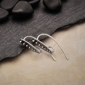 Sterling Silver Teardrop Ear wires with Granulation - T3468