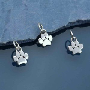 Sterling Silver Mini Flat Paw Print Charm - A6543