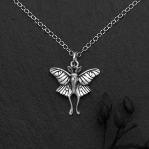 Sterling Silver Luna Moth Charm Necklace - NA4273