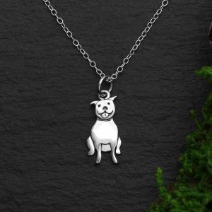 Sterling Silver Pitbull Dog Necklace - NS6166