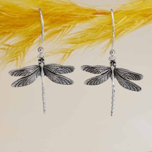 Sterling Silver Dragonfly Dangle Earrings TA4005