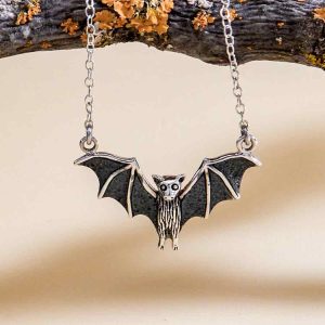 Sterling Silver Flying Bat Festoon Necklace - NS6812